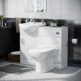 Nes Home Ellen 950mm Vanity Basin Unit, WC Unit & Elso Back To Wall Toilet White