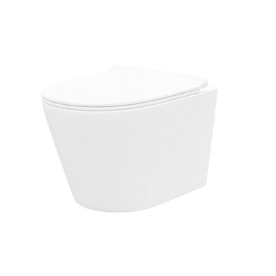 Nes Home Elliss Rimless Wall Hung Toilet Pan + Soft Close Toilet Seat - 5