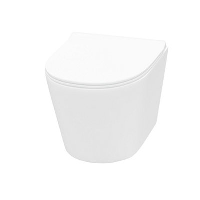 Nes Home Elliss Rimless Wall Hung Toilet Pan + Soft Close Toilet Seat - 6
