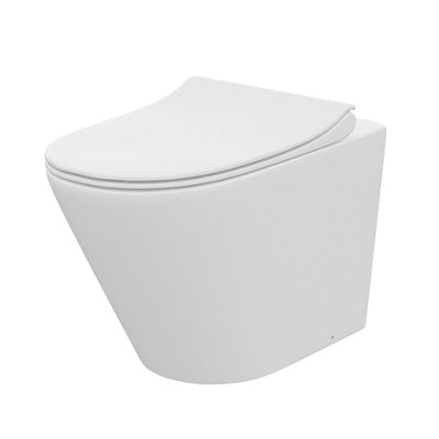 Nes Home Elliss Round Back to Wall Rimless Toilet Pan + Soft Close Seat