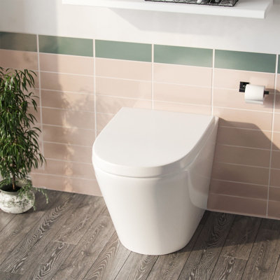 Nes Home Elliss Round Back to Wall Rimless Toilet Pan With Soft Close ...