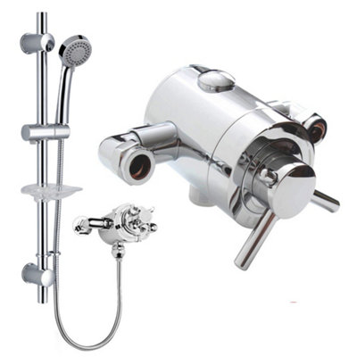 Nes Home Emso Round Exposed Chrome Thermostatic Shower Valve, Slider ...