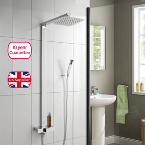 Nes Home Exposed thermostatic bar valve with Ultra Thin Chrome Brass Square Head Cool Touch Shower Set