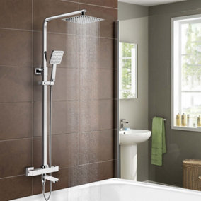 Nes Home Fawley Square Thermostatic Shower Kit with Bath Filler Chrome