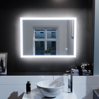 Nes Home Full Edge LED 500mm x 700mm Straight Corner Bathroom Mirror