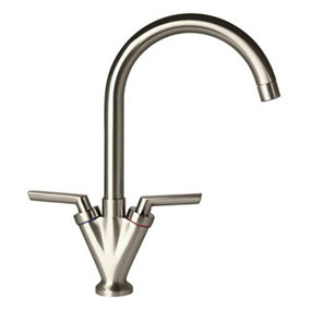 Nes Home Fusion Swivel Kitchen Sink Mono Mixer Tap Brushed Nickel