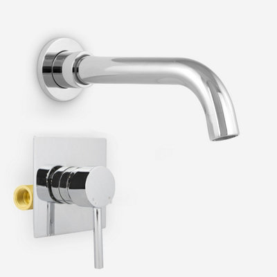 Nes Home Gio Basin Sink Modern Tap Wall Mounted Concealed Valve 1/2" Mixer Hot And Cold