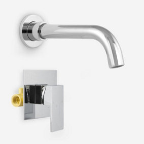 Nes Home Gio Bathroom Wall Mounted Basin Sink Mixer Tap & Concealed Valve 1/2" Hot And Cold Mixer