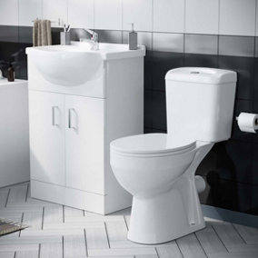 Nes Home Gloss White Vanity Unit And Close Coupled Toilet
