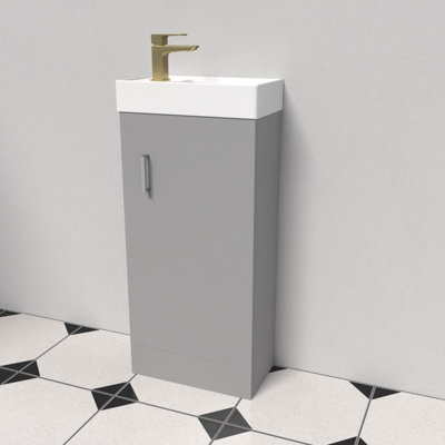 Nes Home Grey Floorstanding 400mm Vanity Unit & Square Basin Mixer Tap Price Comparisons | Compare The Build
