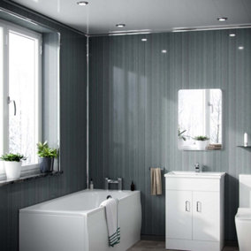 Nes Home Grey Linen Gloss Cladding Modern PVC Panels Shower Wet Wall 2400 X 1000 X 10mm