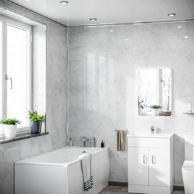 Nes Home Grey Marble Cladding Modern PVC Panels Shower Wet Wall 2400x1000x10mm