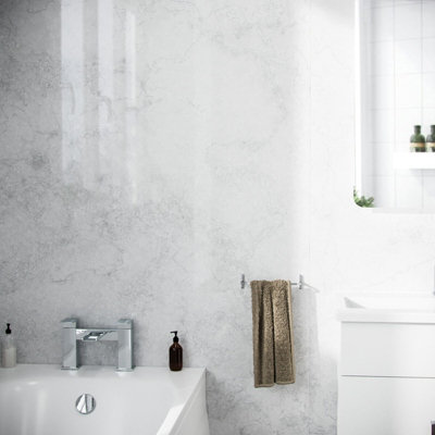 Nes Home Grey Marble Cladding Modern PVC Panels Shower Wet Wall 2400x1000x10mm