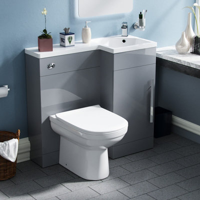 Nes Home Grey RH Basin Vanity Unit WC Back To Wall Toilet Manifold Price Comparisons | Compare The Build