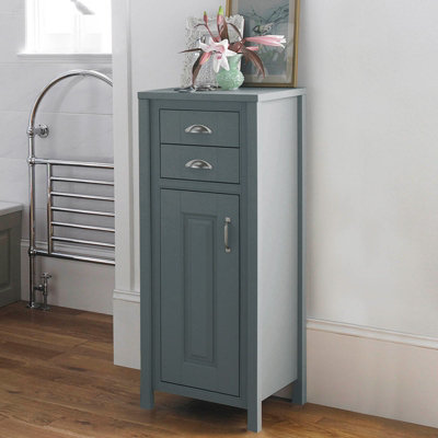 Nes Home Grey Traditional Freestanding Tall Bathroom Cabinet Tallboy Storage Price Comparisons | Compare The Build
