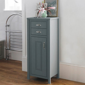 Nes Home Grey Traditional Freestanding Tall Bathroom Cabinet Tallboy Storage