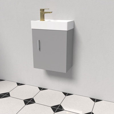 Nes Home Grey Wall Hung 400mm Vanity Unit & Square Basin Mono Mixer Tap Price Comparisons | Compare The Build