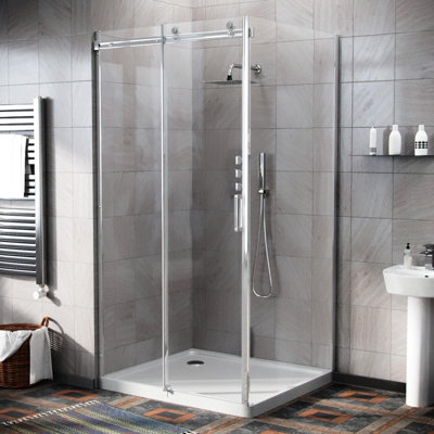 Nes Home Hardwick 1000mm x 900mm Frameless Sliding Shower Door ...