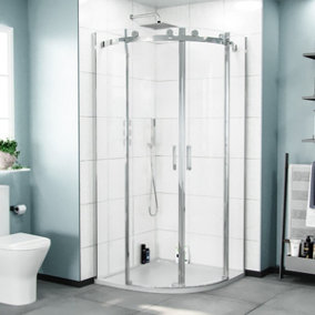 Nes Home Hardwick 900mm Frameless Quadrant Corner Shower Enclosure