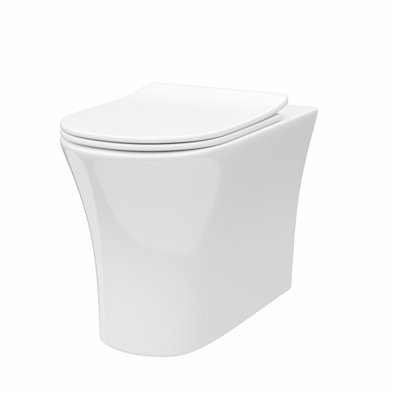 Nes Home Henley Modern Bathroom Comfort Height Rimless Back to Wall Toilet with Soft Close Seat White