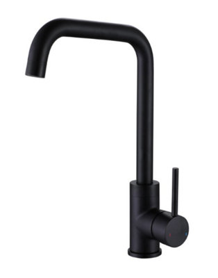 Nes Home Hexa Single Lever Kitchen Mixer Sink Monobloc Tap Matt Black Round Swivel