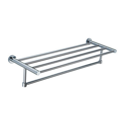 Nes Home High Quality Brass with Chrome Finish Bathroom Towel Shelf Rack & Rails