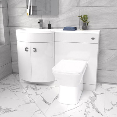 Nes Home Hurdley 1100mm Left Hand Sink White Combination Vanity Unit ...