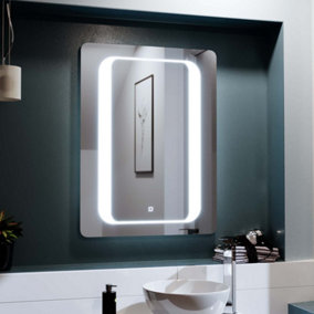 Nes Home Illuminated 600 x 800 mm LED Bathroom Mirror with Anti Fog and Touch Switch Osmo