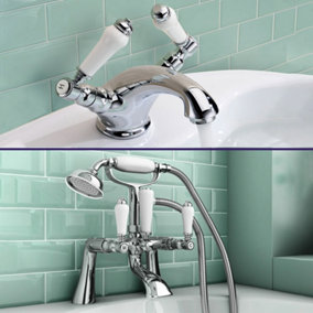Nes Home Imperior Bath Filler Shower Mixer & Monobloc Tap Chrome
