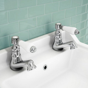 Nes Home Imperior Traditional Bathroom Hot & Cold Twin Basin Taps