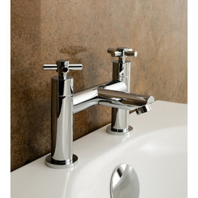 Nes Home Indigo Bathroom Bath Filler Mixer Modern Chrome Tap Solid Brass