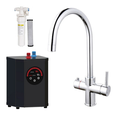 Nes Home Instant Boiling Water Swivel Spout Kitchen Tap Round Chrome ...