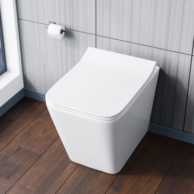 Nes Home Inton Square Back to Wall Rimless Toilet Pan + Soft Close Seat