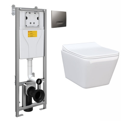 Nes Home Inton Wall Hung Rimless Toilet Pan with Framed Cistern | DIY ...