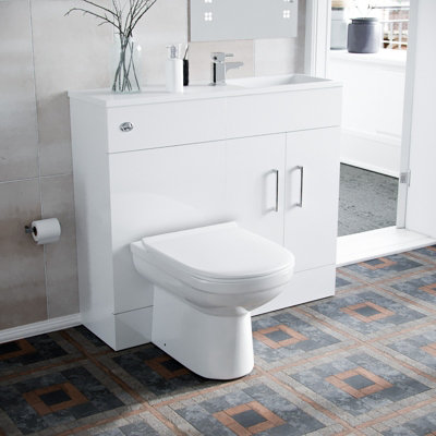 Nes Home James White Flat Pack Slimline Floorstanding Vanity Basin and ...