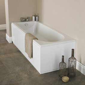 Nes Home Kaif 1700mm x 750mm Round Single Ended Bath & Leg Set White