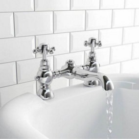 Nes Home Kano Traditional Chrome Bathroom Bath Filler Mixer Tap - Premium Solid Brass