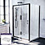 Nes Home Keni 1100mm Shower Sliding Door, 760mm Frameless Glass Side Panel Screen & Tray Matte Black