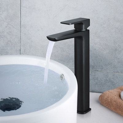 Nes Home Keninton Bathroom Basin Mixer Tall Black Matt Tap