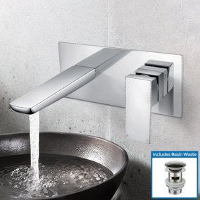 Nes Home Keninton Wall Mounted Basin Mixer Tap With Basin Waste