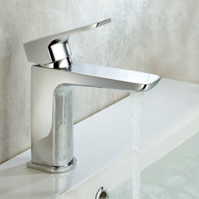 Nes Home Kenson Luxury Modern Bathroom Basin Sink Mono Mixer Single Lever Tap & Waste