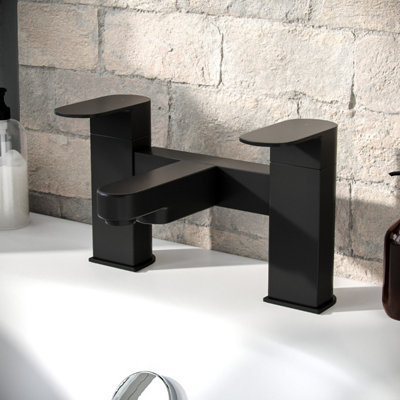 Nes Home Kento Mono Basin Mixer, Bath Filler & Waste Matte Black