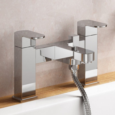 Nes Home Kevon Basin Mono and Bath Shower Filler with Hand Held Tap Set Chrome