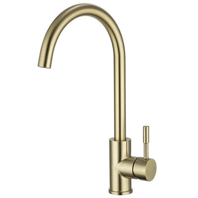 Nes Home Kitchen Single Lever Mixer Tap with Diffuser 360 Swivel Brushed Brass Manhattan