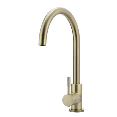 Nes Home Kitchen Single Lever Mixer Tap with Diffuser 360 Swivel Brushed Brass Manhattan