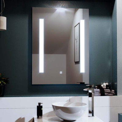 Nes Home Large 600x800 mm Illuminated LED Bathroom Mirror with Anti Fog and Touch Switch