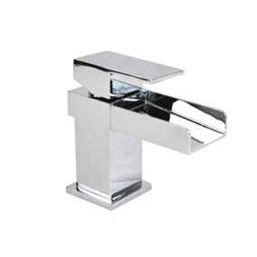 Nes Home Laura Deck Mounted Waterfall Cloakroom Basin Brass Mono Mixer Tap Chrome