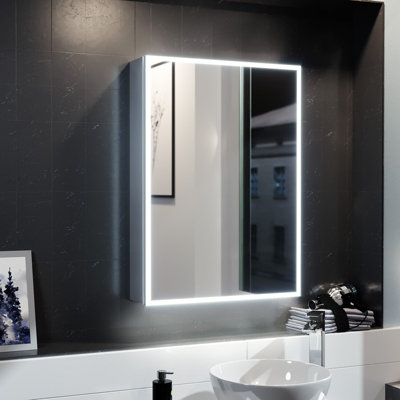 Nes Home LED 500 x 700mm Motion Sensor Mirror Cabinet Wall Mounted Bathroom