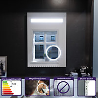 Nes Home LED Bathroom Mirror 500x700mm with Anti-fog , Touch Sensor,  3x Magnifying Mirror and Cool White Lighting