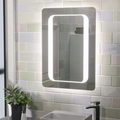 Nes Home LED Illuminated Mirror with Battery Powered Button Switch 500 x 700mm